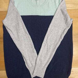 Colour blocked woven cotton sweater- M
